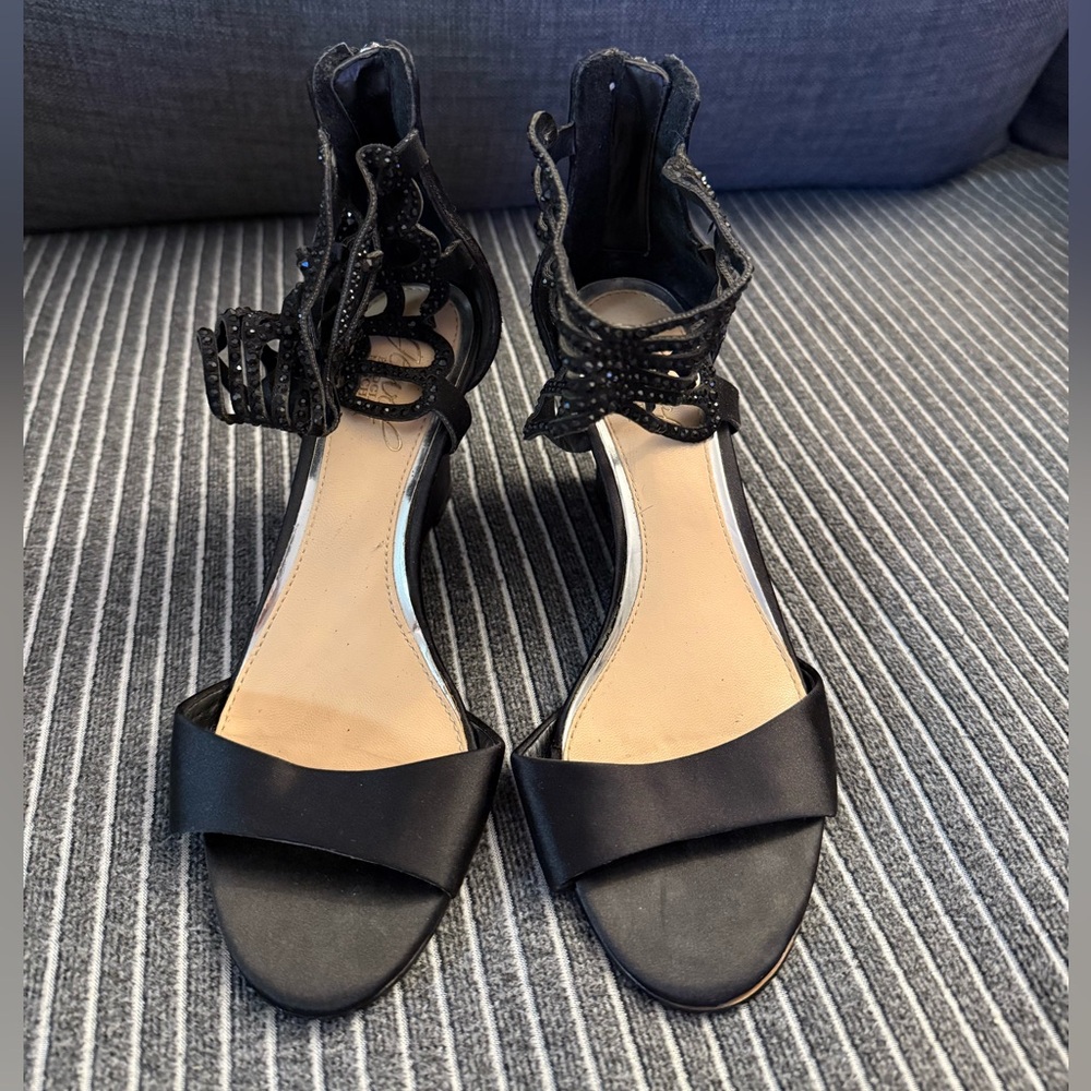 butterfly highheels silk shoes black US5.5